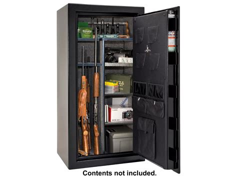 A design that exceeds California Department of Justice firearm security standards, the Electronic Lock 7-Gun Safe offers a fully carpeted interior and barrel rests for up to 4 long guns and 3 handguns. . Cabelas gun safes